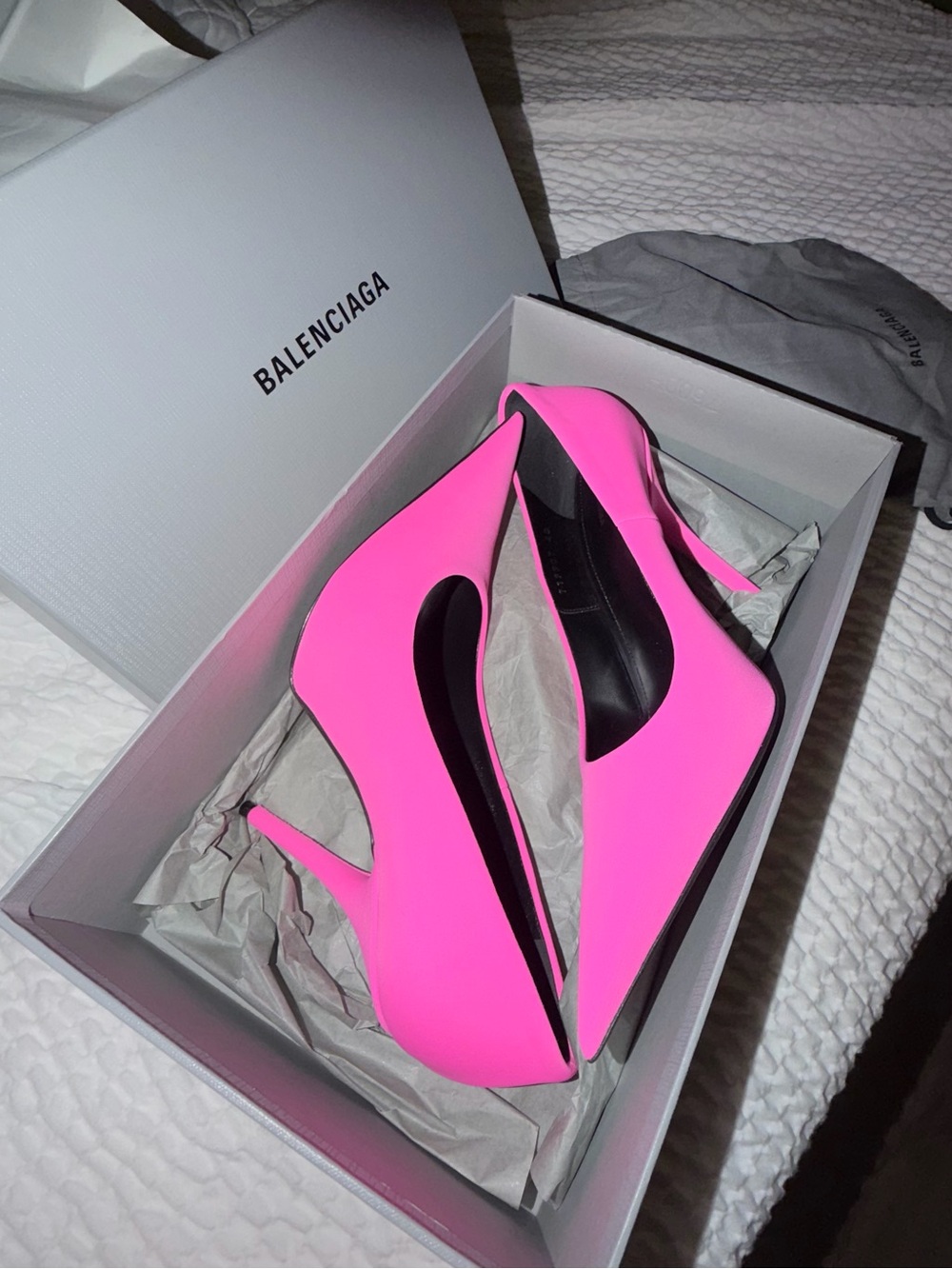 Balenciaga Bright Neon Pink Pointed Stiletto Heels - Picture 2 of 4